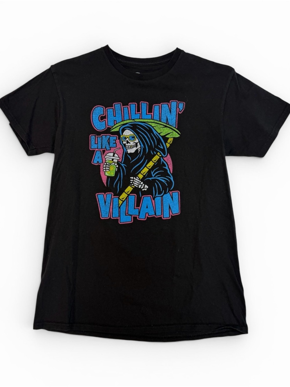 Chillin' Like a Villain Black Faded Graphic Tee